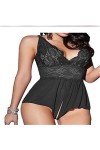 XPIT Femmes Sexy Lingerie Silk Dentelle Mesh sans Manches Solide Nuit Sleep Heightwear Bodysuits Sexe Costume Voir Color : M