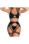 Lingerie Femme Sexy Ensemble Homme Sexy Hot y2*k Lingerie de Forage Solide pour Femmes Body résille Siamois Strass Sexy Mesh 