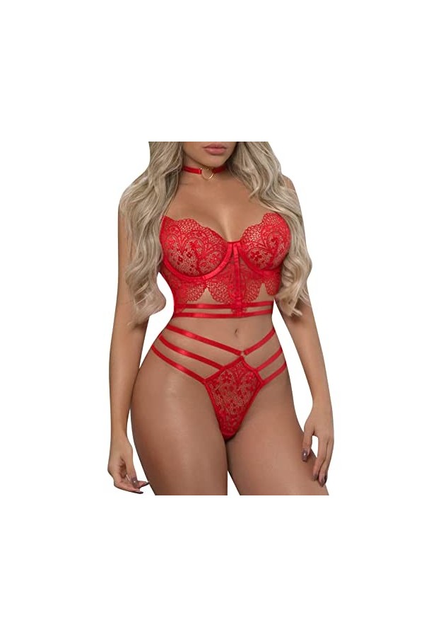 Body Sexy Femme érotique Lingerie Femme Dentelle Ligature Teddy Sexy Sous Vêtement Femme Très Sexy Grande Taille Nuisette Fem