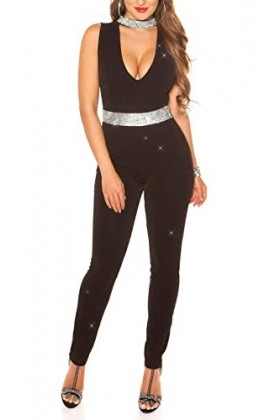 Koucla Combinaison sexy pour fête, Doré/noir, M