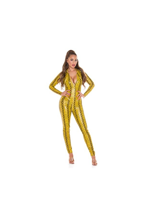 Koucla Combinaison sexy effet mouillé avec fermeture éclair, vert, M