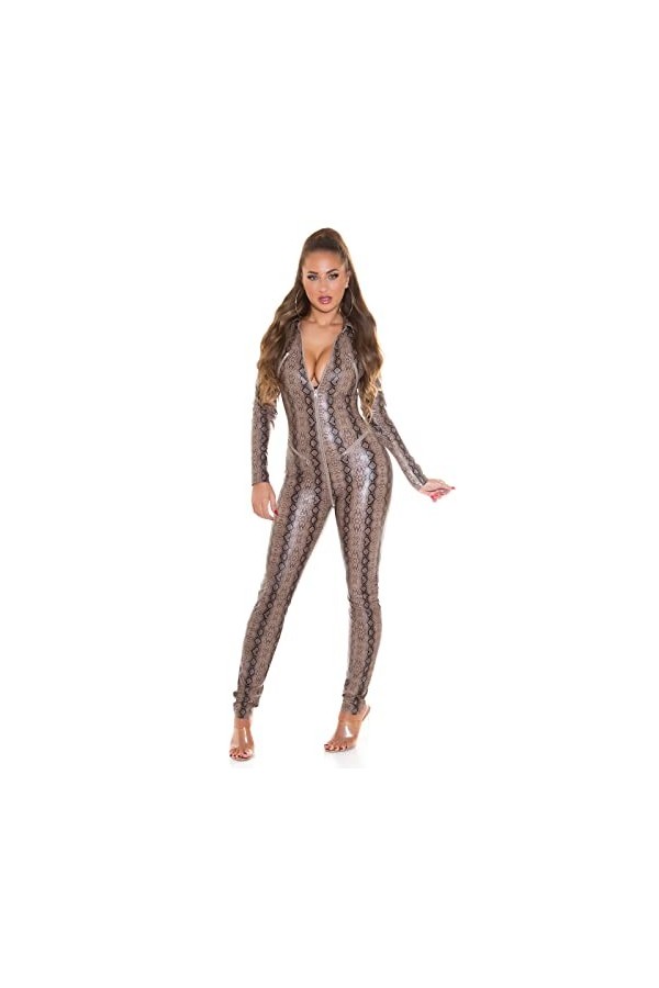 Koucla Combinaison sexy effet mouillé avec fermeture éclair, vert, M