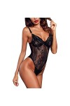 Lingerie Femme Sexy Ensemble Homme Sexy Hot y.2k High Cut Halter Deep V Neck Lingerie Body en Dentelle Florale Teddy See Thro