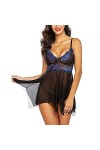 Générique Body Femme Sexy Chic Lingerie En Dentelle Et Tulle Teddy Sexy Sous Vetements Sexy Sling Combinaison Sexy Ouverte Se