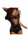 MENGQING Lingerie sexy Body Body en crochet Découpe Lingerie Ours en peluche Body Femme Floral Tulle Dentelle Costume Sexy Bo