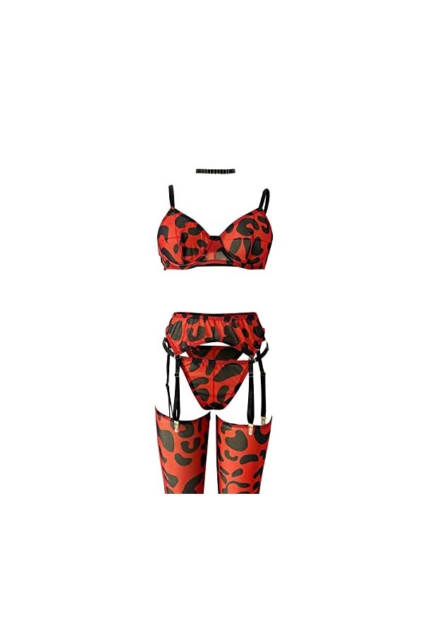 YWSTYllelty Femme Sexy Body Halter en Cuir Sous-vêtements érotiques Costume de mode Slim Fit à imprimé léopard sexy avec des 