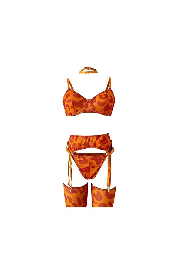 YWSTYllelty Femme Sexy Body Halter en Cuir Sous-vêtements érotiques Costume de mode Slim Fit à imprimé léopard sexy avec des 