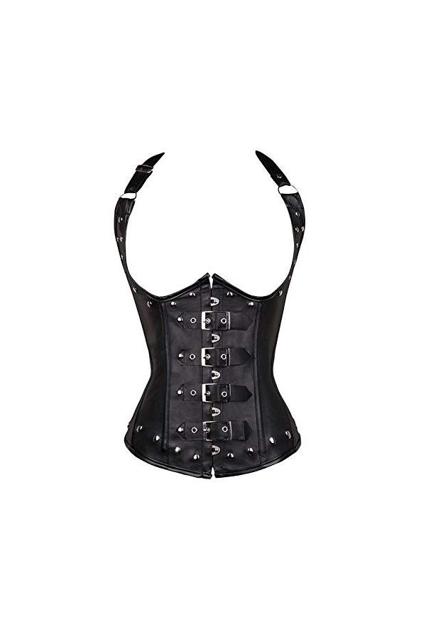 MeButy Sexy Lingerie for Sex Corset sous La Poitrine Sexy en Cuir Gothique À Licou-Rouge_S