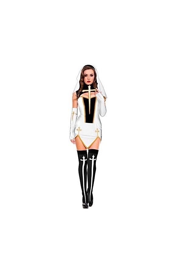 MeButy Sexy Lingerie for Sex Sexy Nonne Soeur Vierge Marie Nonnes Costumes Femmes Adultes Halloween Cosplay Fête-Blanc_M