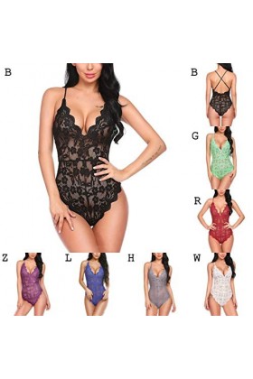 GoodLuck Combinaison de Perspective Femme Grande Taille Dentelle ajourée Body Sexe Lingerie discothèque vêtements Nouveau