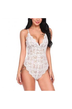 GoodLuck Combinaison de Perspective Femme Grande Taille Dentelle ajourée Body Sexe Lingerie discothèque vêtements Nouveau