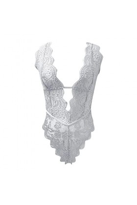 liaddkv Lace Lingerie V Sexy Deep Body Femme Teddy Lingerie Sexy Nylon, Blanc., M