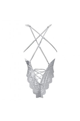 liaddkv Lace Lingerie V Sexy Deep Body Femme Teddy Lingerie Sexy Nylon, Blanc., M