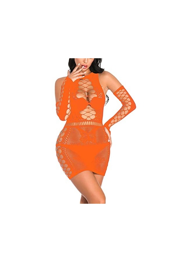 PANPANY Sexy Femmes Fishnet Lingerie sous-vêtements de Nuit vêtements de Nuit Bodysuit Lingerie Sexy Solde Hot Pink, One Siz