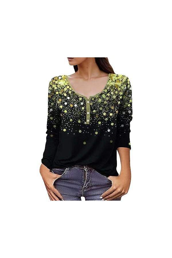 Gefomuofe Sweat-shirt à manches longues pour femme - T-shirt dautomne - Décontracté - Pour femme - Imprimé en lettres - Lâch