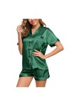 CUTeFiorino Body sexy - Sous-vêtement court - Robe de nuit - En satin - Pyjama sexy pour femme - Lingerie fluorescente, Marin