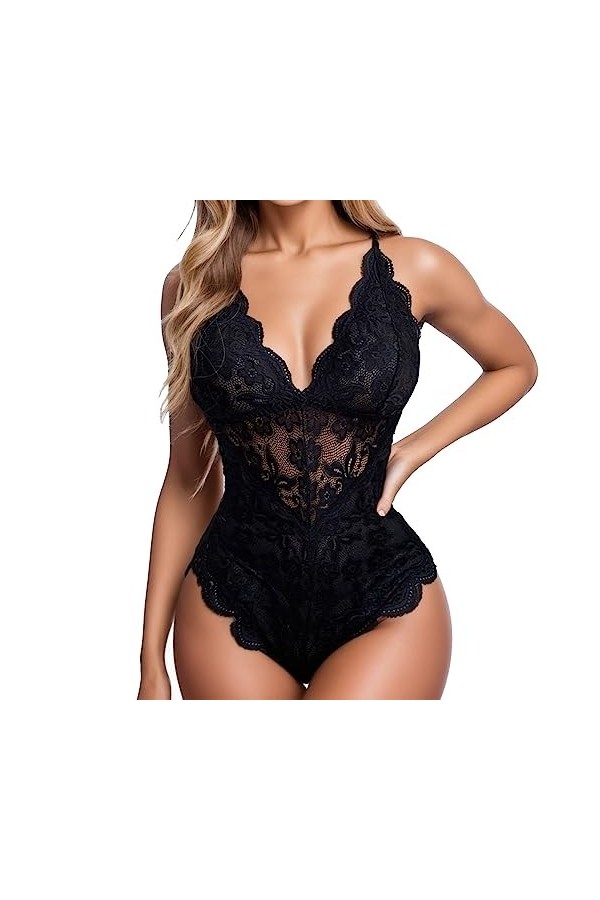 XIANUOJI Bas Femme Sexy Femmes Combinaison en Cuir Verni Catsuit, Siamois Latex Vernis Cuir Body Wetlook Salopette Brillant à