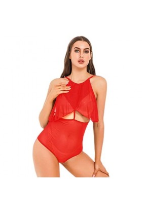 Body sans manches avec découpe pour femme - Body en maille transparente - Trou de serrure dans le dos - Combinaison pyjama - 