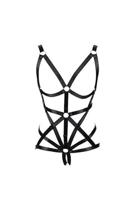 MAMOHSS Ensemble de lingerie style punk gothique élastique pour femme - Noir - taille unique