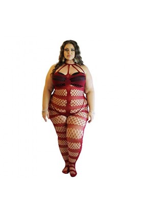 Collants en dentelle en résille pour Horsiery Catsuit Body Plus - - XX-Large