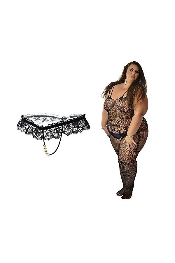 Collants en dentelle en résille pour Horsiery Catsuit Body Plus - - XX-Large