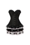 Grebrafan Corset Taille Bustier et Jupe Tulle Punk Rock EUR 36-38 L, Noir 