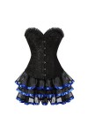 Grebrafan Corset Taille Bustier et Jupe Tulle Punk Rock EUR 36-38 L, Noir 