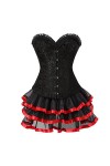 Grebrafan Corset Taille Bustier et Jupe Tulle Punk Rock EUR 36-38 L, Noir 