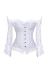 Corset bustier sexy à épaules dénudées et manches en dentelle avec jupe longue en tulle pour fête de mariage