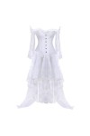 Corset bustier sexy à épaules dénudées et manches en dentelle avec jupe longue en tulle pour fête de mariage