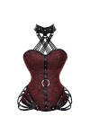 Shhyy Femme Sexy Overbust Corset Bustier en Dentelle en Tulle Floral Guêpière Déguisement Gothique,Noir,S