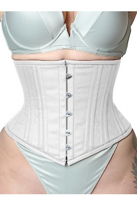 Corset en coton à double baleines en acier pour femme, blanc, XXL