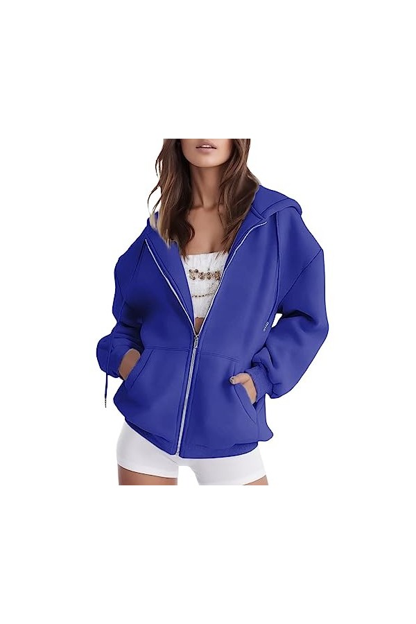 Gefomuofe Sweat à capuche pour femme - Sweat à capuche - Fermeture éclair - Léger - Imprimé cœur - Pull oversize - Sweat à ca