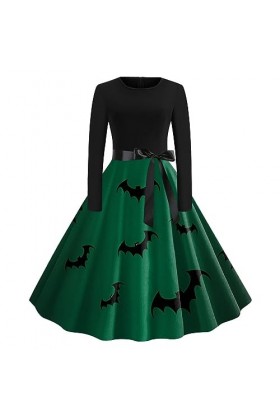 Costume dHalloween pour femme - Robe tunique diable - Imprimé fantôme - Costume dHalloween - Robe de soirée - Col rond - Ro