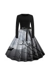 Costume dHalloween pour femme - Robe tunique diable - Imprimé fantôme - Costume dHalloween - Robe de soirée - Col rond - Ro