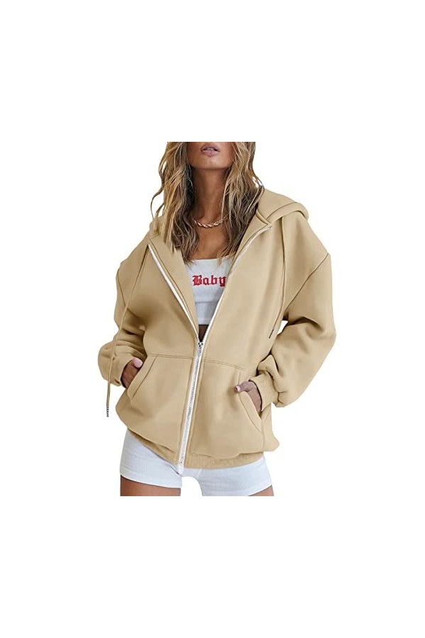 Gefomuofe Sweat à capuche pour femme - Sweat à capuche - Fermeture éclair - Léger - Imprimé cœur - Pull oversize - Sweat à ca