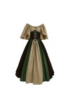 Robe médiévale Renaissance pour femme - Robe à épaules dénudées - Grandes tailles - Robe à lacets - Taille haute - Robe trapè