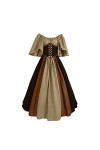 Robe médiévale Renaissance pour femme - Robe à épaules dénudées - Grandes tailles - Robe à lacets - Taille haute - Robe trapè