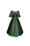 Robe médiévale Renaissance pour femme - Robe à épaules dénudées - Grandes tailles - Robe à lacets - Taille haute - Robe trapè