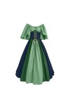 Robe médiévale Renaissance pour femme - Robe à épaules dénudées - Grandes tailles - Robe à lacets - Taille haute - Robe trapè