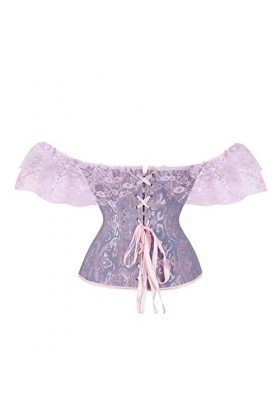 KEMNET Corset à manches courtes Corsets Overbust Sexy Color : Black, Size : M 