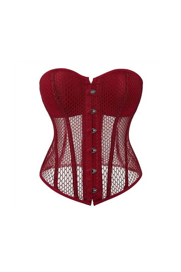 Corset en Maille Respirant Sexy pour Femmes Corset Gros Seins Grande Taille Goth Rétro Mince Streetwear Corset-Noir-XXXL
