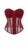 Corset en Maille Respirant Sexy pour Femmes Corset Gros Seins Grande Taille Goth Rétro Mince Streetwear Corset-Noir-XXXL