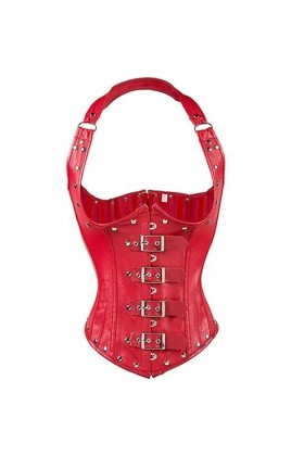 Corset sexy en simili cuir Steampunk pour femme - Débardeur gothique - Soutien-gorge dentraînement à la taille - En laiton -