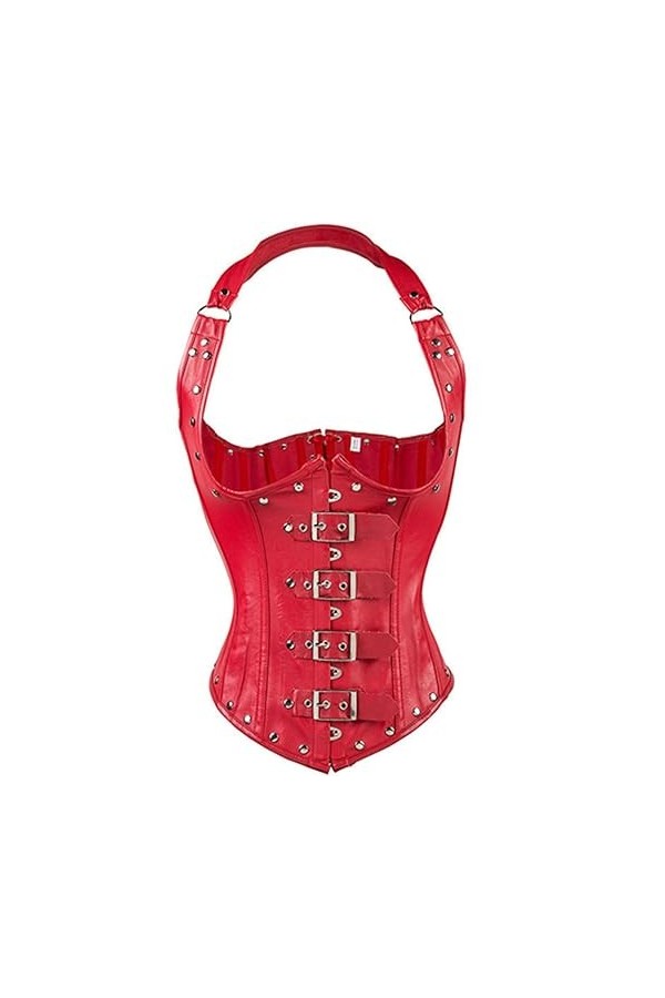 Corset sexy en simili cuir Steampunk pour femme - Débardeur gothique - Soutien-gorge dentraînement à la taille - En laiton -