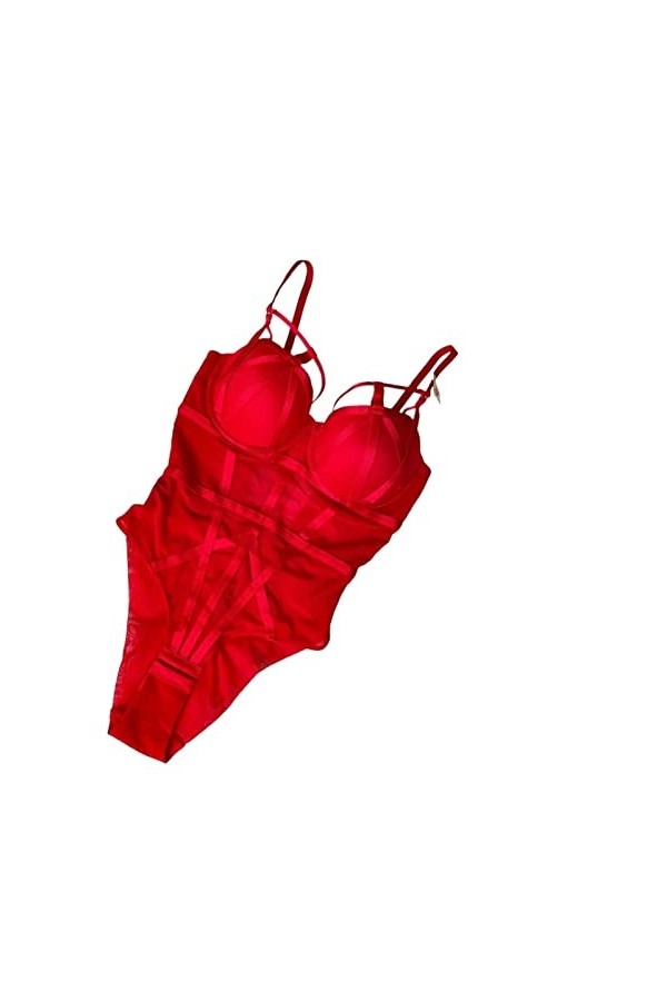 Rassemblez le soutien respirant corps sculptant soutien-gorge une pièce sexy dentelle creux transparent corset une pièce Col