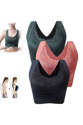 HOUHOUYIBA Kendally Corset Bra Front Cross Side Buckle Lace Bras, Kendally Bra, Kendally Bras pour Femmes Plus âgées, Kendall