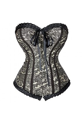 Corset haut pour femme corset pirate grande taille corset victorien corset bustier haut, Beige2805, Small