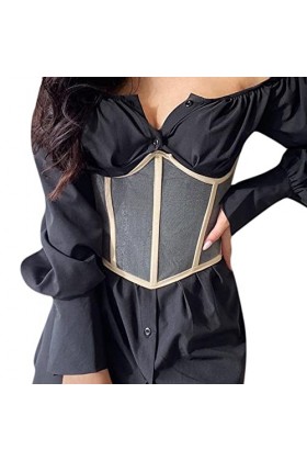 JUMISEE Bustier transparent à lacets avec chaîne en métal pour femme - - Medium