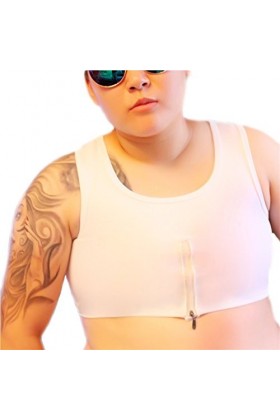 BaronHong Tomboy Trans Lesbian Moyen Zipper Bambou Charbon de Bois Fiber Poitrine Classeur Corset Plus Size Court Débardeur 